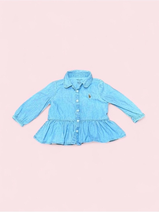 Ralph Lauren Other - Ralph Lauren Baby Girl 6M Chambray Denim Button Up Shirt Pony Logo Preppy EUC